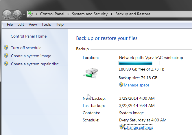 Backup Schedule Configuration Backup Control Panel